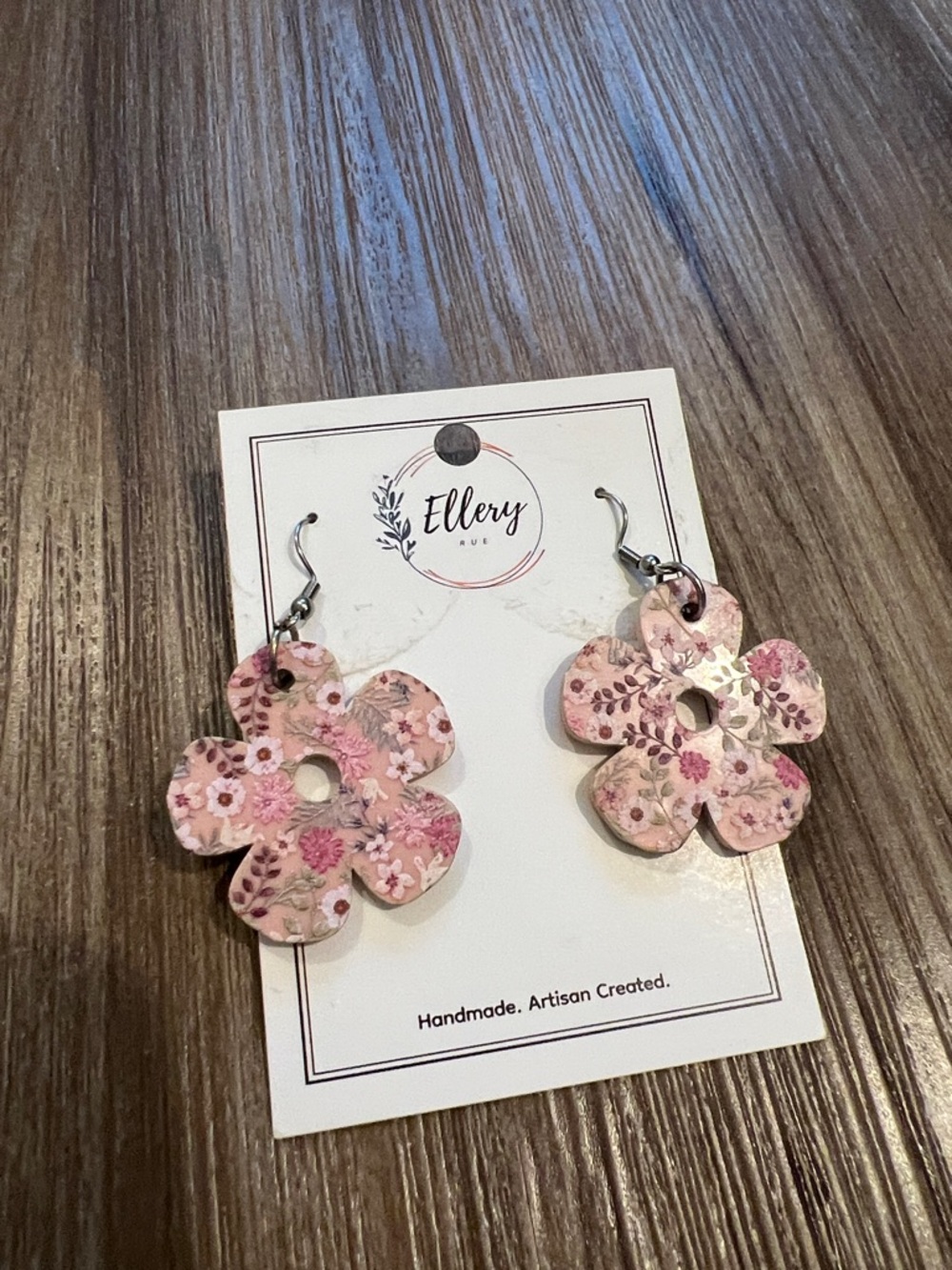 Ellery Rue Handmade - Pink Floral Flower Drop Earrings